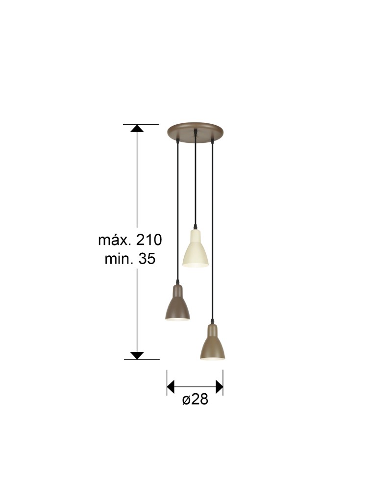 I3-AFRA- LAMPARA 3L -MARRON/CREMA